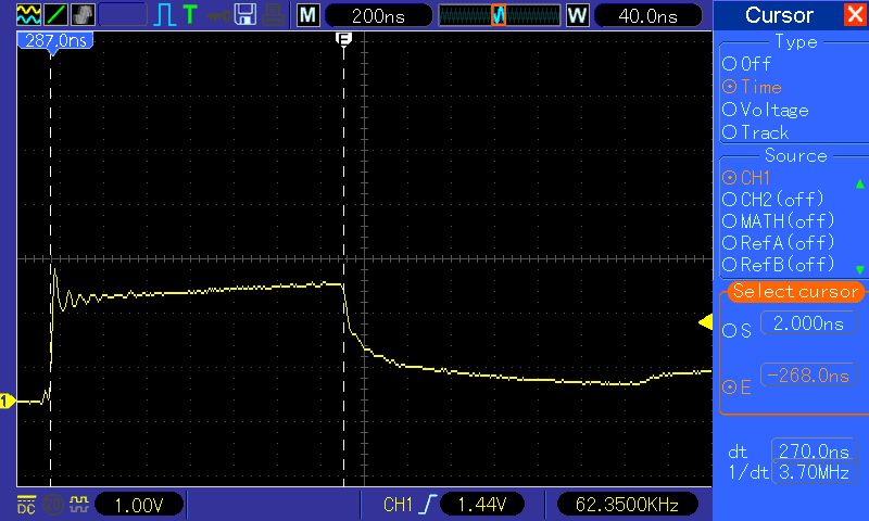 Verlauf Spannung am Ausgang des Generators bei einem Kurzschluss