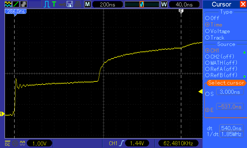 Verlauf Spannung 30m-Cat-5e Kabel, zweite Reflexion