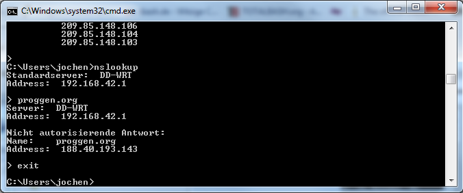 nslookup aufruf