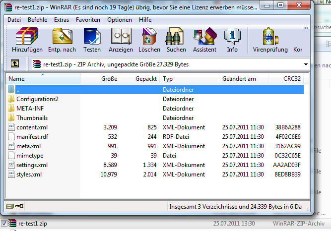 Als Zip geöffnet