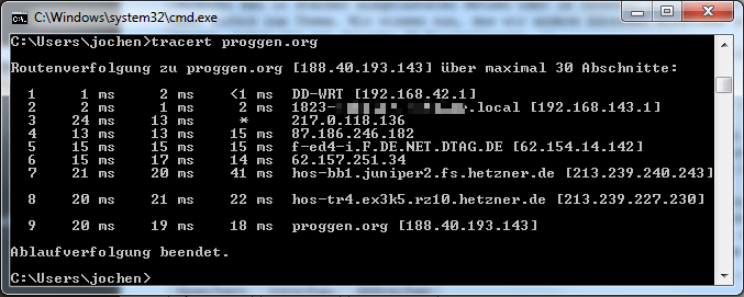 tracert Aufruf