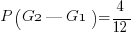 P( G2 | G1 ) = { 4 }/{ 12 }