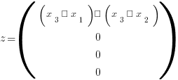 z = (matrix{4}{1}{{(x_3 ∧ x_1) ∨ (x_3 ∧ x_2)} 0 0 0})